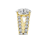 Yellow gold Round Cut Diamond Split Shank Pavé Engagement Ring with Four-Prong Setting_104