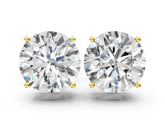 Yellow gold Round Cut Diamond Stud Earrings