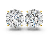 14K Yellow Gold 3.05 Carat E VS2 Round Diamond Stud Earrings