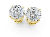 14K Yellow Gold 3.05 Carat E VS2 Round Diamond Stud Earrings