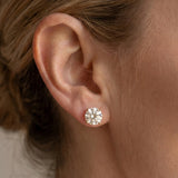 Yellow gold Round Cut Diamond Stud Earrings_413