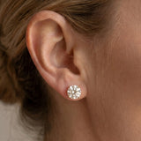 14K Yellow Gold 3.05 Carat E VS2 Round Diamond Stud Earrings