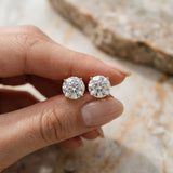 14K Yellow Gold 3.05 Carat E VS2 Round Diamond Stud Earrings