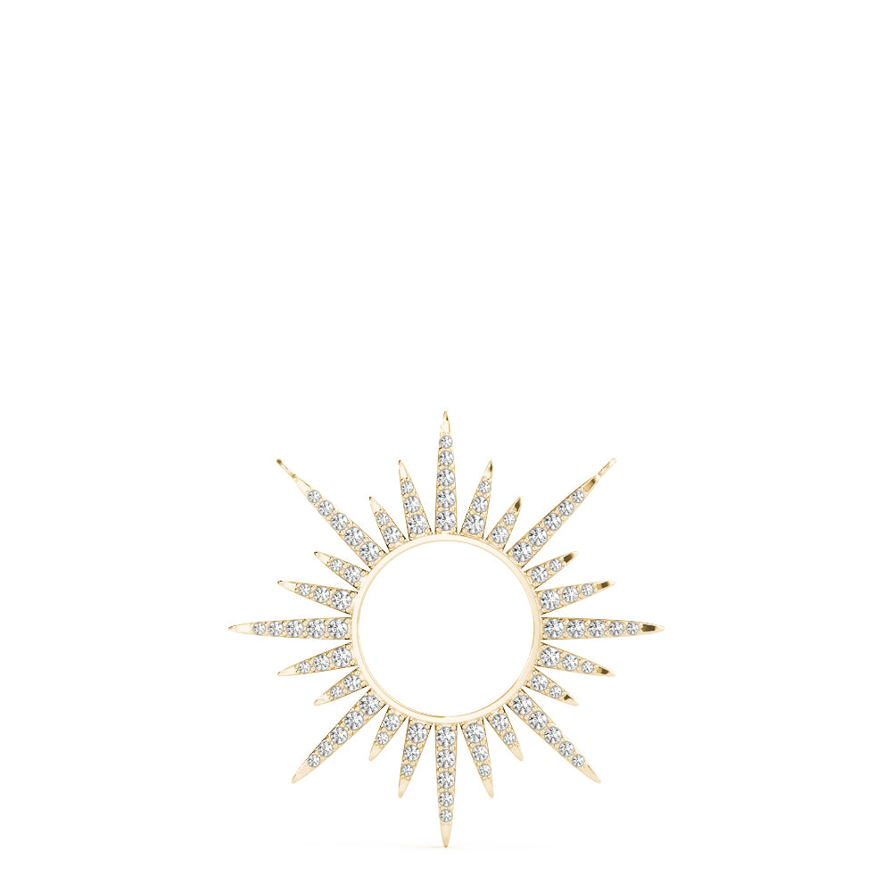 Yellow gold Round Cut Diamond Sunburst Pendant with Pavé Setting 1