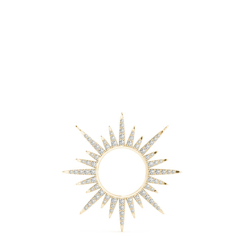 Yellow gold Round Cut Diamond Sunburst Pendant with Pavé Setting 1