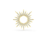Yellow gold Round Cut Diamond Sunburst Pendant with Pavé Setting_6
