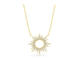 Yellow gold Round Cut Diamond Sunburst Pendant with Pavé Setting_7