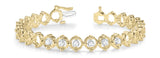 Yellow gold Round Cut Diamond Tennis Bracelet with Bezel Setting and Link Band