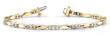Yellow gold Round Cut Diamond Tennis Bracelet with Bezel and Prong Setting