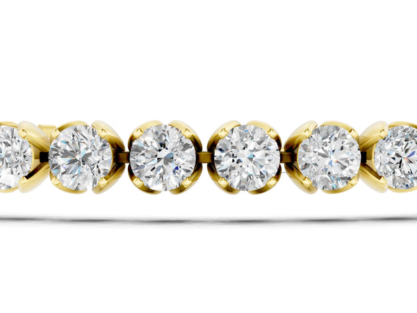 Yellow gold Round Cut Diamond Tennis Bracelet with Claw Prong Setting