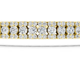 Yellow gold Round Cut Diamond Tennis Bracelet with Double Row Prong Setting_16