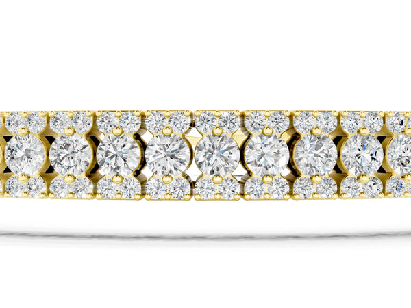 Yellow gold Round Cut Diamond Tennis Bracelet with Double Row Prong Setting