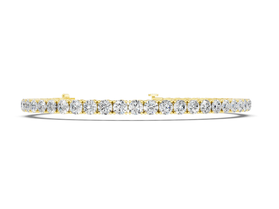 Yellow gold Round Cut Diamond Tennis Bracelet with Four-Prong Setting_2