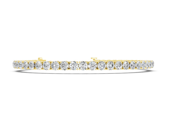 Yellow gold Round Cut Diamond Tennis Bracelet with Four-Prong Setting