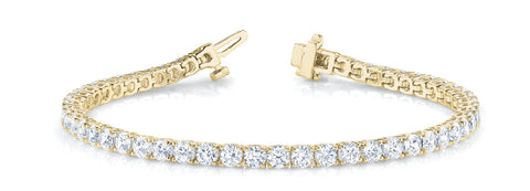 Yellow gold Round Cut Diamond Tennis Bracelet with Four-Prong Setting