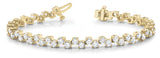 Yellow gold Round Cut Diamond Tennis Bracelet with Prong Setting and Link Band