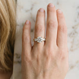 Yellow gold Round Cut Diamond Three-Stone Ring with Pavé Split Shank and Four-Prong Setting_106