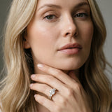 Yellow gold Round Cut Diamond Three-Stone Ring with Pavé Split Shank and Four-Prong Setting_107