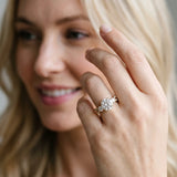 Yellow gold Round Cut Diamond Three-Stone Ring with Pavé Split Shank and Four-Prong Setting_108