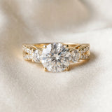 Yellow gold Round Cut Diamond Three-Stone Ring with Pavé Split Shank and Four-Prong Setting_109