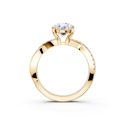 Yellow gold Round Cut Diamond Twist Band Solitaire with Prong Setting_17