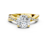 Yellow gold Round Cut Diamond Twist Band Solitaire with Prong Setting_40