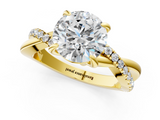 Yellow gold Round Cut Diamond Twist Band Solitaire with Prong Setting_41