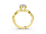 Yellow gold Round Cut Diamond Twist Band Solitaire with Prong Setting_43
