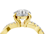 Yellow gold Round Cut Diamond Twist Band Solitaire with Prong Setting_44