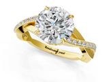 Yellow gold Round Cut Diamond Twisted Band Engagement Ring with Prong Setting_16