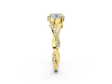 Yellow gold Round Cut Diamond Twisted Band Engagement Ring with Prong Setting_17