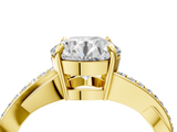 Yellow gold Round Cut Diamond Twisted Band Engagement Ring with Prong Setting_19
