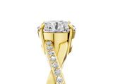 Yellow gold Round Cut Diamond Twisted Band Engagement Ring with Prong Setting_20