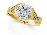 Yellow gold Round Cut Diamond Twisted Band with Milgrain Pave Setting and Four-Prong Setting_13