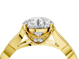 Yellow gold Round Cut Diamond Twisted Band with Milgrain Pave Setting and Four-Prong Setting_16