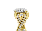 Yellow gold Round Cut Diamond Twisted Band with Milgrain Pave Setting and Four-Prong Setting_17