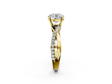 Yellow gold Round Cut Diamond Twisted Band with Pavé Setting and Four-Prong Setting_34