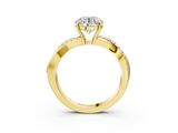 Yellow gold Round Cut Diamond Twisted Band with Pavé Setting and Four-Prong Setting_35