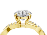 Yellow gold Round Cut Diamond Twisted Band with Pavé Setting and Four-Prong Setting_36