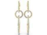 Yellow gold Round Cut Diamond Twisted Link Drop Earrings