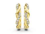 Yellow gold Round Cut Diamond Twisted Pavé Hoop Earrings_14