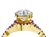 Yellow gold Round Cut Diamond with Amethyst side stone Halo Twist Band Solitaire Prong Setting Ring_28