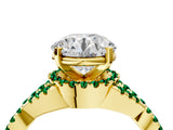 Yellow gold Round Cut Diamond with Emerald side stone Halo Twist Band Solitaire Prong Setting Ring_28