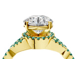 Yellow gold Round Cut Diamond with Green Sapphire side stone Halo Twist Band Solitaire Prong Setting Ring_16