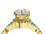 Yellow gold Round Cut Diamond with Green Sapphire side stone Halo Twist Band Solitaire Prong Setting Ring_28