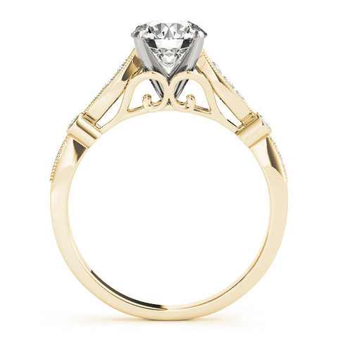 Yellow gold Round Cut Diamond with Milgrain Marquise and Bezel Accents on a Solitaire Band with Prong Setting 2