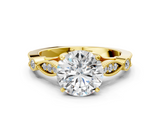 Yellow gold Round Cut Diamond with Milgrain Marquise and Bezel Accents on a Solitaire Band with Prong Setting_175