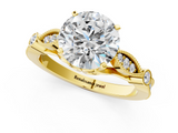 Yellow gold Round Cut Diamond with Milgrain Marquise and Bezel Accents on a Solitaire Band with Prong Setting_176