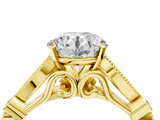Yellow gold Round Cut Diamond with Milgrain Marquise and Bezel Accents on a Solitaire Band with Prong Setting_179