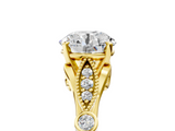 Yellow gold Round Cut Diamond with Milgrain Marquise and Bezel Accents on a Solitaire Band with Prong Setting_180